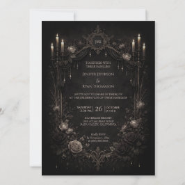 Elegant floral gothic halloween wedding Invitation Einladung