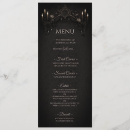 Elegant floral Gothic Halloween Wedding Menu Menükarte