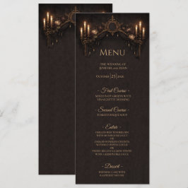 Elegant floral Gothic Halloween Wedding Menu Menükarte