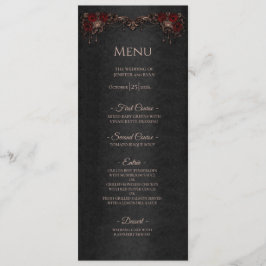 Elegant floral Gothic Halloween Wedding Menu Menükarte
