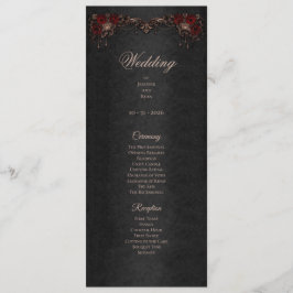Elegant floral Gothic Halloween Wedding Program Menükarte
