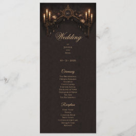 Elegant floral Gothic Halloween Wedding Program Menükarte