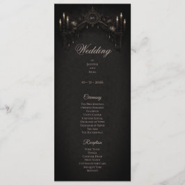 Elegant floral Gothic Halloween Wedding Program Menükarte