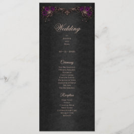 Elegant floral Gothic Halloween Wedding Program Menükarte
