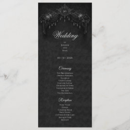 Elegant floral Gothic Halloween Wedding Program Menükarte