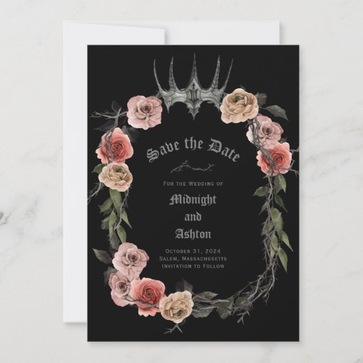 Elegant floral Gothic Save the Date (Vorderseite)