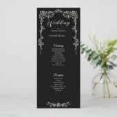 Elegant floral Gothic Wedding Program Menükarte (Stehend Vorderseite)