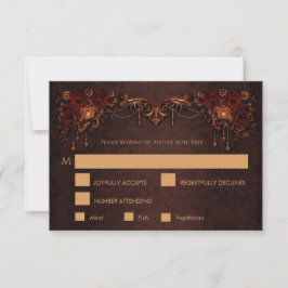 Elegant floral gothic Wedding RSVP Card Karte