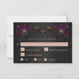 Elegant floral gothic Wedding RSVP Card Karte
