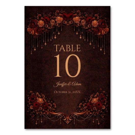 Elegant floral Gothic Wedding Table number Tischnummer (Vorderseite)