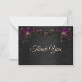 Elegant floral Gothic wedding Thank You Mitteilungskarte
