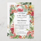 Elegant Floral Graduation Celebration Invitation Einladung (Vorne/Hinten)