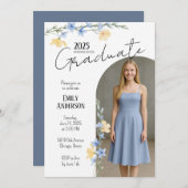 Elegant Floral Graduation  Einladung (Vorne/Hinten)