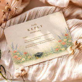 Elegant Floral Graduation Party Celebration RSVP Karte