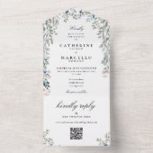 Elegant Floral Greenerity QR Code Wedding All In One Einladung (Innen Boden)