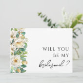 Elegant Floral Greenery Bridesmaid Vorschlag Card Einladung (Stehend Vorderseite)