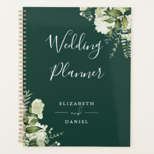 Elegant Floral Greenery Emerald Wedding Planer