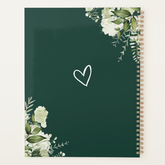 Elegant Floral Greenery Emerald Wedding Planer (Rückseite)