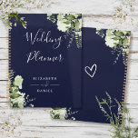 Elegant floral Greenery Navy Blue Wedding Planer<br><div class="desc">Eleganter,  blumenblauer Hochzeitsplaner personalisiert mit Ihren Namen und besonderen Hochzeitstag. Entwickelt von Thisisnotme©</div>