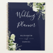 Elegant floral Greenery Navy Blue Wedding Planer (Vorderseite)