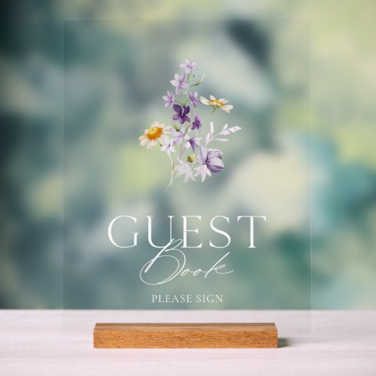 Elegant Floral Guest Book Sign Acrylschild (Neutral)