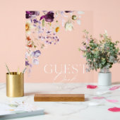 Elegant Floral Guest Book Sign Acrylschild (Hochzeit)