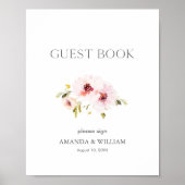Elegant Floral Guest Book Sign Poster (Vorne)