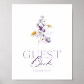 Elegant Floral Guest Book Sign Poster (Vorne)
