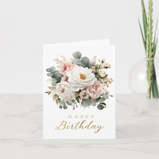Elegant Floral "Happy Birthday" (Vorderseite)