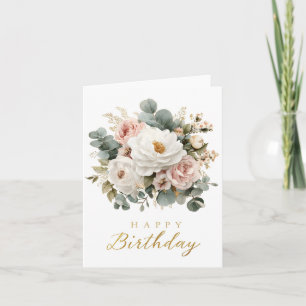 Elegant Floral "Happy Birthday"