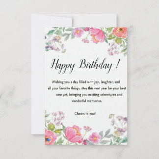 Elegant Floral Happy Birthday Greeting Card Dankeskarte