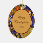 Elegant Floral Happy Friendsgiving Keramik Ornament (Rechts)
