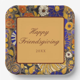 Elegant Floral Happy Friendsgiving Pappteller