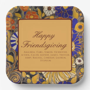 Elegant Floral Happy Friendsgiving Pappteller