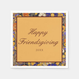 Elegant Floral Happy Friendsgiving Serviette