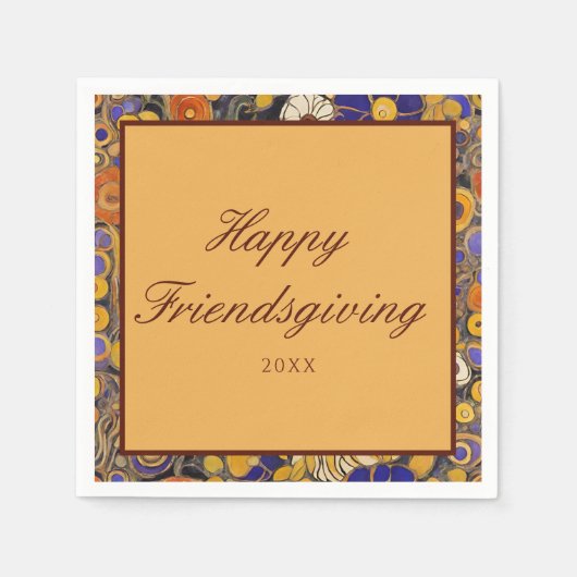 Elegant Floral Happy Friendsgiving Serviette (Vorderseite)