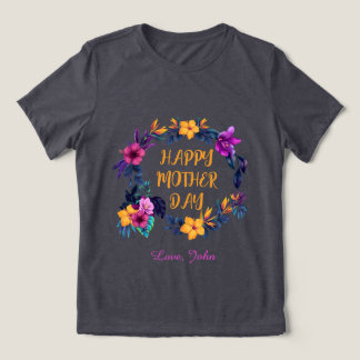 Elegant Floral Happy Mother’s Day Custom Name T-Sh Tri-Blend Shirt