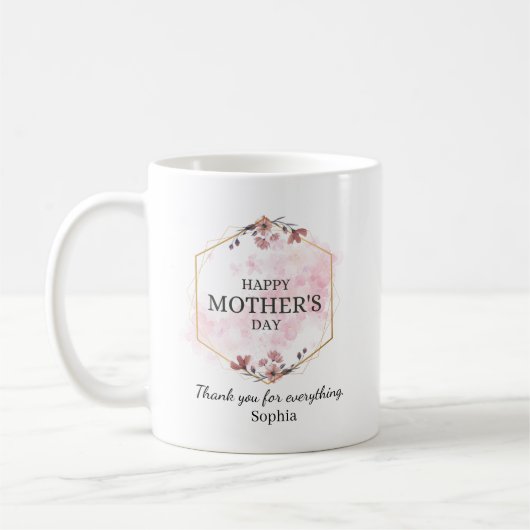 Elegant Floral Happy Mother’s Day Personalized Kaffeetasse (Links)