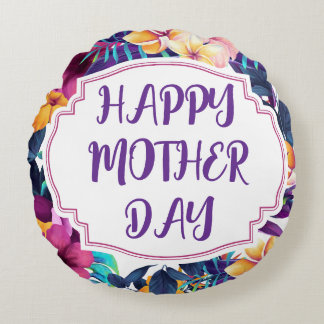Elegant Floral Happy Mother’s Day Personalized Nam Rundes Kissen