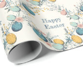 Elegant Floral Happy Oaster Geschenkpapier (Rolleneckpunkt)