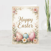 Elegant Floral Happy Ostergruss Karte (Vorderseite)