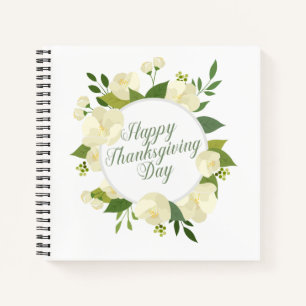 Elegant Floral Happy Thanksgiving Notebook Notizblock