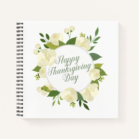 Elegant Floral Happy Thanksgiving | Notebook Notizblock (Vorderseite)