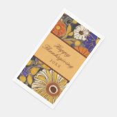 Elegant Floral Happy Thanksgiving Serviette (Ecke)