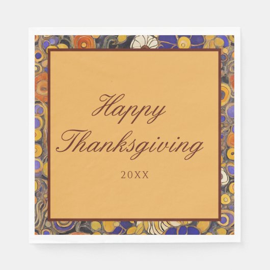 Elegant Floral Happy Thanksgiving Serviette (Vorderseite)