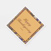 Elegant Floral Happy Thanksgiving Serviette (Ecke)