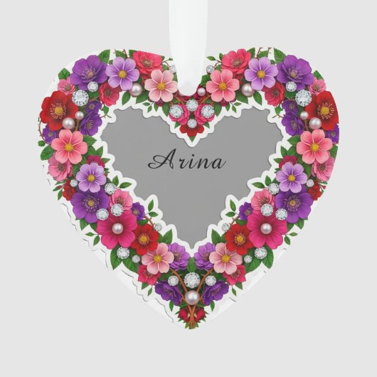 Elegant Floral Heart Design Ornament (Vorderseite)