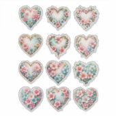 Elegant Floral Heart Sheet of Stickers Aufkleber (Vorderseite)