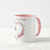 Elegant Floral Heart Wedding Couple Mug Tasse (VorderseiteRechts)