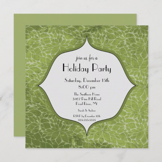 Elegant Floral  Holiday Christmas Party Invitation Einladung (Vorne/Hinten)